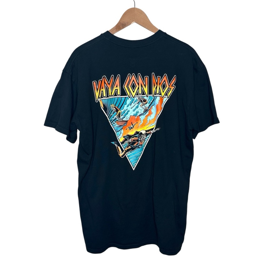 Vaya Con Dios Black Graphic T-Shirt Men's Size XL Skull Skeleton Surfing Metal